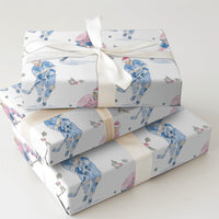 Watercolor Sports Christmas Gift Wrap, Hockey Player Santa Hat Wrapping Paper, Ice Hockey Wrapping Paper Roll, Festive Sports Present Wrap