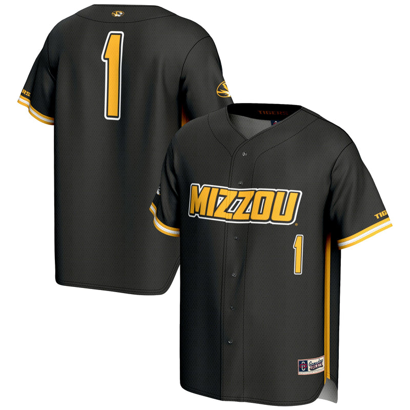 #1 Missouri Tigers Lightweight Baseball Jersey - Black