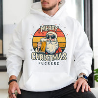 Humorous Santa Sweatshirt, Beer Drinking Santa Hoodie, Retro Santa Graphic Pullover, Sarcastic Christmas Santa Hoodie, Adult Xmas Holiday Present