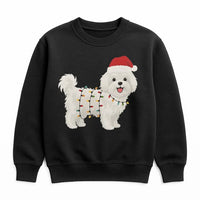 Adorable Dog Fairy Lights Sweatshirt, Maltese Christmas Sweatshirt, Festive Pet Dog Crewneck, Holiday Puppy Sweatshirt, Present for Dog Lovers