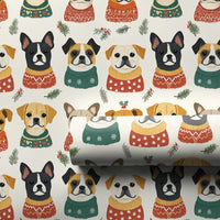 Adorable Dog Christmas Gift Wrap, Dogs in Ugly Sweaters Wrapping Paper, Frenchie Pug Holiday Wrapping Paper, Festive Pet Lover Gift Wrap Roll