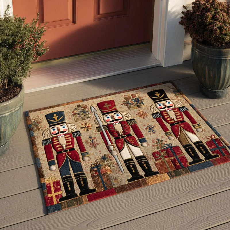 Tropical Hibiscus Flower Doormat, Christmas Eve Welcome Mat, Holiday Floral Door Mat, Non-Slip Front Porch Rug, Xmas Decor Present