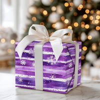 Watercolor Striped Gift Wrap, Purple Snowflake Wrapping Paper, Winter Holiday Wrapping Paper, Christmas Gift Wrap, Seasonal Present Paper