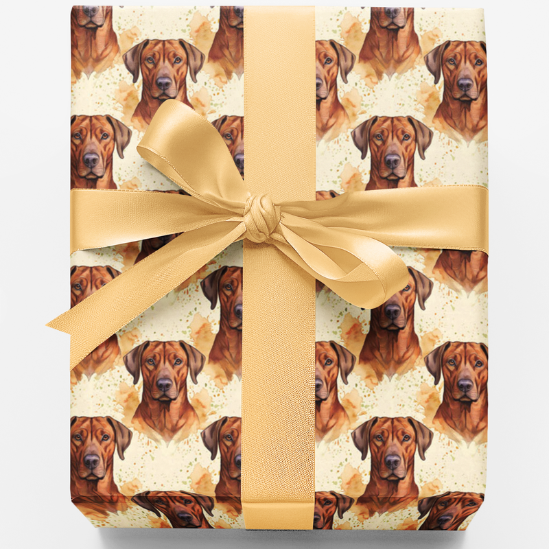 Watercolor Dog Breed Gift Wrap, Rhodesian Ridgeback Wrapping Paper, Festive Hound Christmas Wrapping Paper, Pet Lover Holiday Gift Wrap Roll