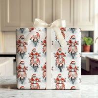Sunglasses Santa Gift Wrap, Cool Santa on Scooter Wrapping Paper, Red Motor Scooter Christmas Wrapping Paper, Whimsical Holiday Gift Wrap