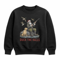 Santa Duck Hunting Sweatshirt, Duck the Halls Christmas Sweatshirt, Humorous Duck Hunter Crewneck, Holiday Hunting Pullover, Hunter Dad Present