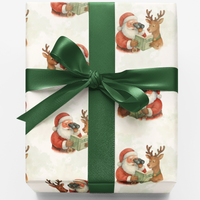 Whimsical Christmas Wrapping Paper, Birdwatching Santa Wrapping Paper, Santa and Reindeer Gift Wrap, Nature Lover Holiday Wrapping Paper