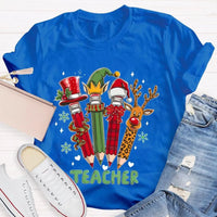 Reindeer Antlers Educator Graphic Tee, Christmas Pencil Deer Teacher Shirt, Festive Classroom Holiday T-Shirt, Teacher Xmas Present