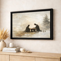Abstract Holy Family Wall Art, Nativity Scene Canvas Print, Religious Christian Canvas Artwork, Christmas Holiday Canvas Wall Decor