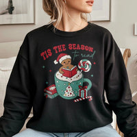 Gingerbread Book Lover Christmas Crewneck, Tis the Season to Read Sweatshirt, Adorable Holiday Reader Pullover, Librarian Xmas Sweater