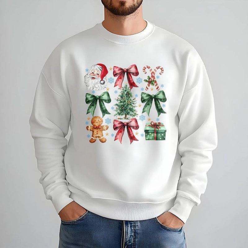 Retro Holiday Graphic Sweater, Vintage Christmas Icons Sweatshirt, Festive Xmas Crewneck, Comfy Winter Pullover, Holiday Present for Him and Her