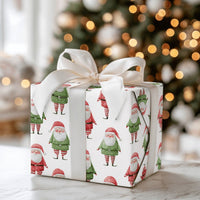Adorable Christmas Gift Wrap, Watercolor Santa and Elf Wrapping Paper, Holiday Present Wrap, Whimsical Xmas Wrapping Paper, Festive Gift Wrap