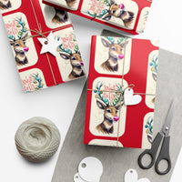 Jingle Bells Deer Gift Wrap, Christmas Reindeer Wrapping Paper, Festive Holiday Wrapping Paper, Winter Deer Present Wrap, Xmas Gift Wrap