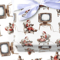 Vintage TV Video Game Gift Wrap, Retro Gamer Santa Wrapping Paper, Gamer Christmas Wrapping Paper, Nostalgic Gaming Paper Roll