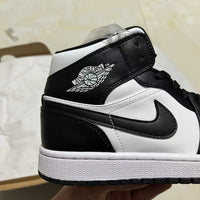 Mid Top Sneakers, White Black Colorway, Lace Up Design, Casual Gift for Sneaker Fans