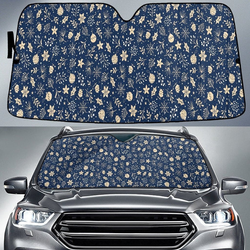 Festive Winter Botanical Windshield Shade, Christmas Car Sunshade, Holiday Foliage Sun Shade, Merry Christmas Car Accessories Present