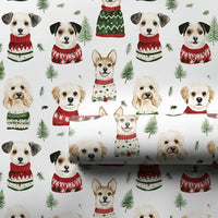 Adorable Christmas Dog Gift Wrap, Dogs in Holiday Sweaters Wrapping Paper, Festive Puppy Holiday Wrapping Paper, Dog Lover Present Paper Roll