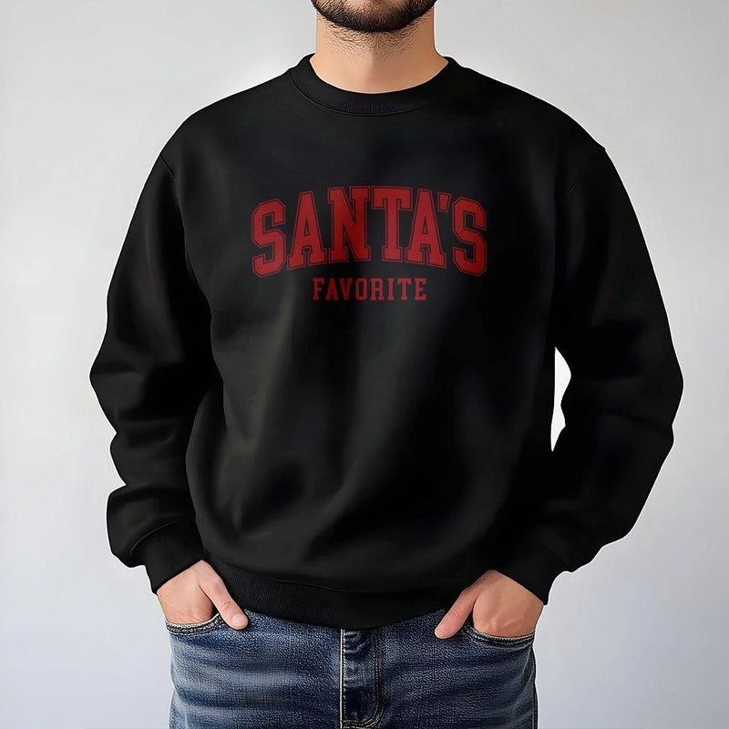 Varsity Letter Christmas Sweatshirt, Santa's Favorite Sweatshirt, Holiday Crewneck Sweatshirt, Retro Xmas Graphic Pullover, Comfy Winter Present