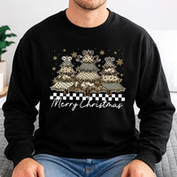 Camo Coquette Bow Holiday Sweater, Merry Christmas Tree Sweatshirt, Preppy Winter Xmas Crewneck, Adorable Southern Camouflage Graphic Pullover
