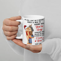 Santa and Reindeer Kissing Couple Coffee Mug, You're Sexy I Love You Christmas Mug, Humorous Romantic Xmas Ceramic Cup, Holiday Present
