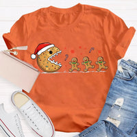 Adorable Snowflake Christmas Tee, Christmas Biscuit Santa Hat Shirt, Holiday Biscuit T-Shirt, Winter Cookie Shirt, Christmas Present for Women