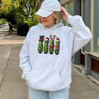 Adorable Dill Pickle Hoodie, Humorous Christmas Pickle Hoodie, Festive Character Xmas Hoodie, Holiday Food Humor Sweatshirt, Pickle Lover Present
