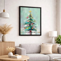 Colorful Christmas Wall Decor, Abstract Christmas Tree Canvas Art, Holiday Tree Canvas Print, Seasonal Winter Wall Art, Holiday Home Present