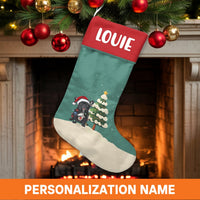 Frenchie with Santa Hat Holiday Stocking, French Bulldog Christmas Stocking, Personalized Dog Christmas Stocking, Adorable Pet Lover Xmas Decor