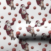 Red Maroon Sports Gift Wrap, Basketball Santa Wrapping Paper, State Basketball Wrapping Paper, Christmas Holiday Gift Wrap Roll