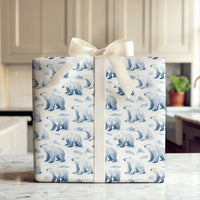 Watercolor Arctic Animal Gift Wrap, Polar Bear Wrapping Paper, Winter Holiday Wrapping Paper, Christmas Present Wrap