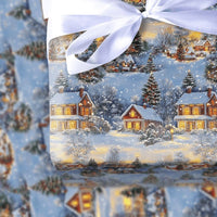 Winter Night Scene Gift Wrap, Snowy Christmas Village Wrapping Paper, Comfy Illuminated House Wrapping Paper, Festive Holiday Wrapping Paper