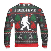 I Believe Sasquatch Holiday Sweater, Bigfoot Ugly Christmas Sweatshirt, Humorous Cryptid Xmas Sweatshirt, Winter Graphic Sweatshirt Present