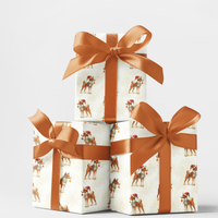 Watercolor Holiday Pup Gift Wrap, Basenji Dog Christmas Wrapping Paper, Canine Lover Present Paper, Festive Pet Winter Wrapping Paper Roll