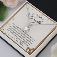 Eternal Hope Cushion Cut Cubic Zirconia Pendant, To My Daughter Necklace, White Gold Stainless Steel Chain, Christmas Birthday Present from Mom