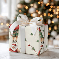 Humorous Christmas Golf Gift Wrap, Golfing Santa Wrapping Paper, Golfer Holiday Wrapping Paper, Plaid Shorts Santa Christmas Paper Roll