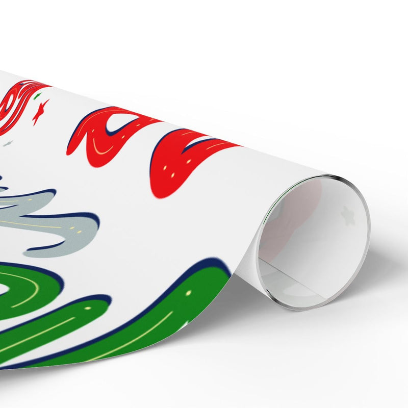 Festive Stars Holiday Gift Wrap, Noel Christmas Wrapping Paper, Cursive Script Wrapping Paper Roll, Christmas Gift Wrap Roll, Xmas Paper