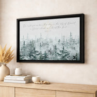 Pine Forest Bible Verse Wall Art, Luke 2 11 Bible Verse Canvas, Christian Christmas Scripture Print, Winter Bible Verse Decor, Faith Present