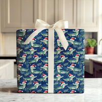 Adorable Holiday Gator Gift Wrap, Christmas Santa Alligator Wrapping Paper, Festive Florida Xmas Present Paper, Humorous Holiday Present Wrap