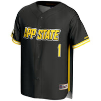 #1 Appalachian State Mountaineers Lightweight Baseball Fashion Jersey - Black