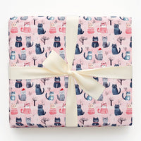 Adorable Kitten in Santa Hat Gift Wrap, Christmas Cat Wrapping Paper, Pink Winter Holiday Wrapping Paper, Cat Lover Present Gift Wrap Roll