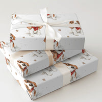 Puppy in Snow Holiday Gift Wrap Roll, Basset Hound Christmas Wrapping Paper, Winter Dog Xmas Wrapping Paper, Dog Lover Holiday Present Wrap