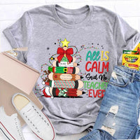 Pencil Tree Christmas Shirt, All Is Calm Said No Teacher Ever T-Shirt, Humorous Teacher Holiday Tee, Educator Graphic T-Shirt, School Xmas Present