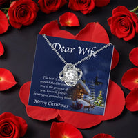 Christmas Present Knot Pendant Necklace, Wife Love Knot Necklace, Rotating Rose Gift Box Jewelry, Romantic CZ Holiday Keepsake for Her