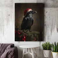 Dark Academia Holiday Canvas Print, Gothic Christmas Raven Wall Art, Moody Crow Winter Bird Wall Decor, Victorian Gothic Canvas Decor
