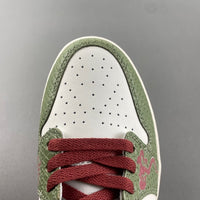Retro Low Top Sneakers, White Green Red Colorway, Lace Up Design, Casual Gift for Sneaker Fans