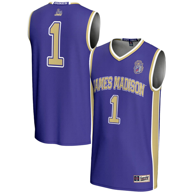 #1 James Madison Dukes Lightweight Basketball Jersey - Purple