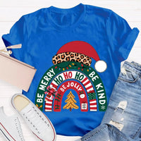 Santa Hat Holiday Shirt, Be Merry Be Jolly Be Kind Christmas T-Shirt, Positive Vibe Winter Tee, Festive Merry Christmas Graphic T-Shirt