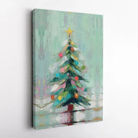 Painterly Holiday Canvas Print, Abstract Christmas Tree Wall Art, Festive Seasonal Poster, Modern Xmas Digital Download, Winter Art Present