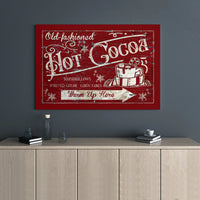 Farmhouse Christmas Canvas Print, Hot Cocoa Canvas Sign, Festive Cocoa Kitchen Wall Art, Hot Cocoa Canvas Decor, Winter Holiday Wall Decor
