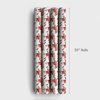 Coastal Christmas Gift Wrap, Rowing Boat Santa Wrapping Paper, Nautical Santa Claus Wrapping Paper, Boating Holiday Present Gift Wrap Roll
